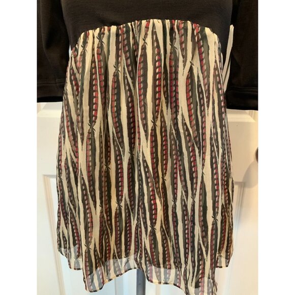 Diane Von Furstenberg Brown & Tan "Bevin" 100% Wool & Silk Shirt, Size 4 (US) - Picture 3 of 9